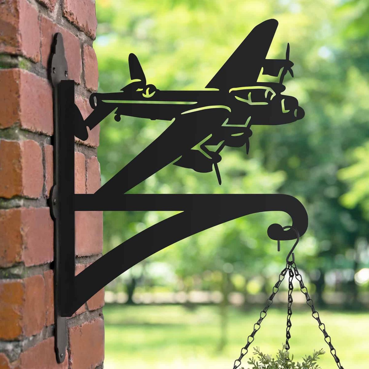 Steel Lancaster Bomber Hanging Basket Bracket in Situ