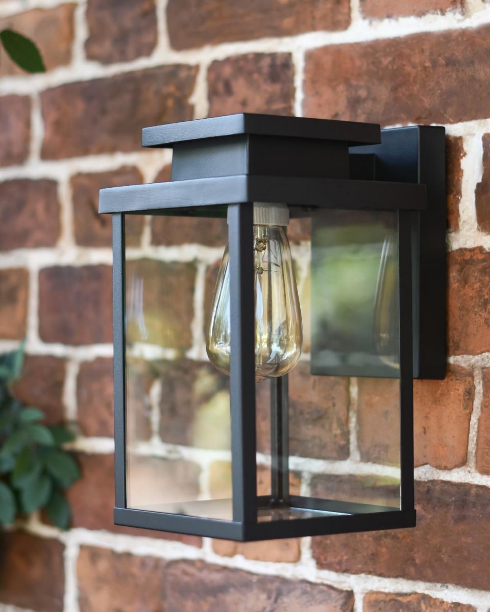 Situ Shot of Large Black Contemporary "Quadrant" Outdoor Top Fix Wall Light