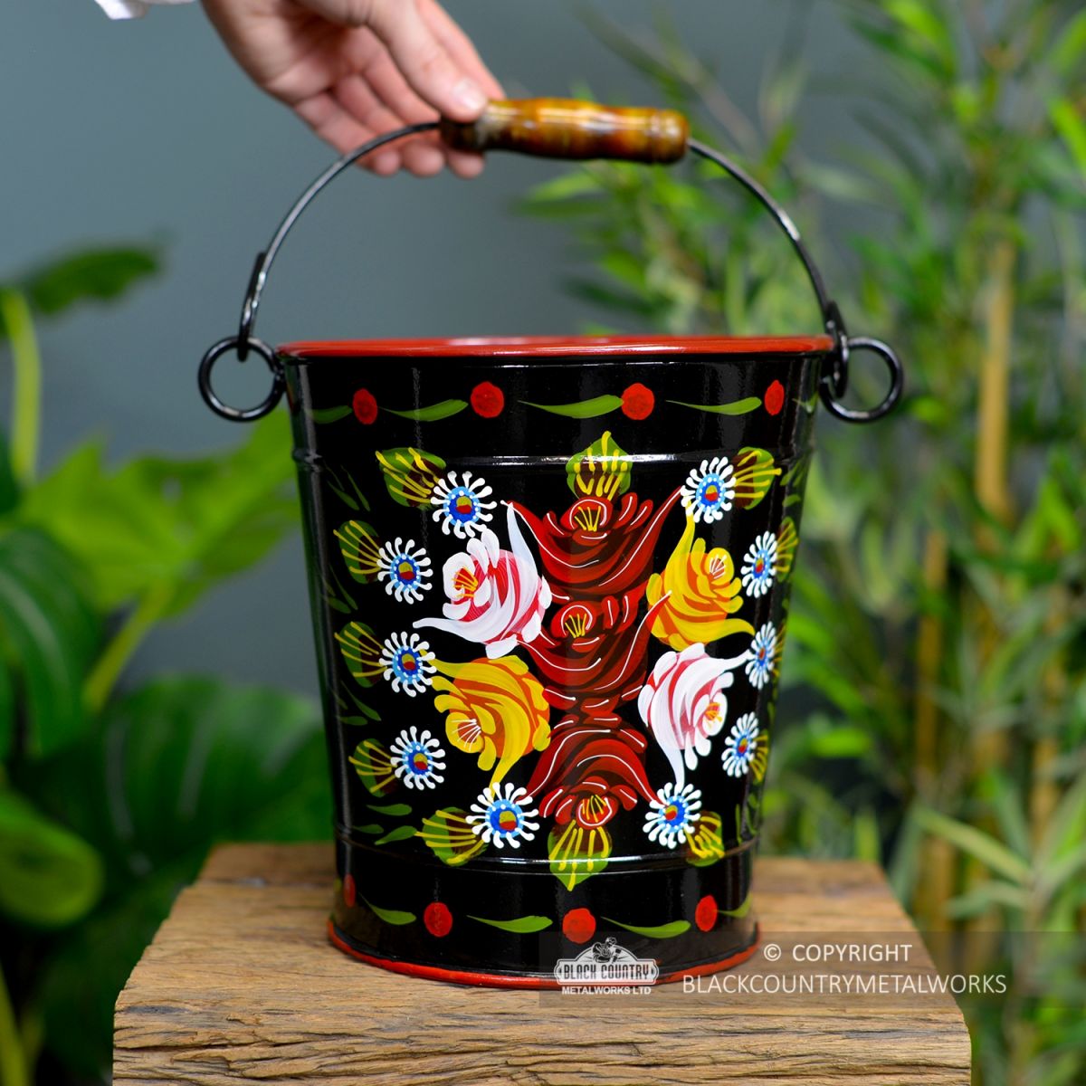 Large Narrowboat Hand Painted Bucket to Scale