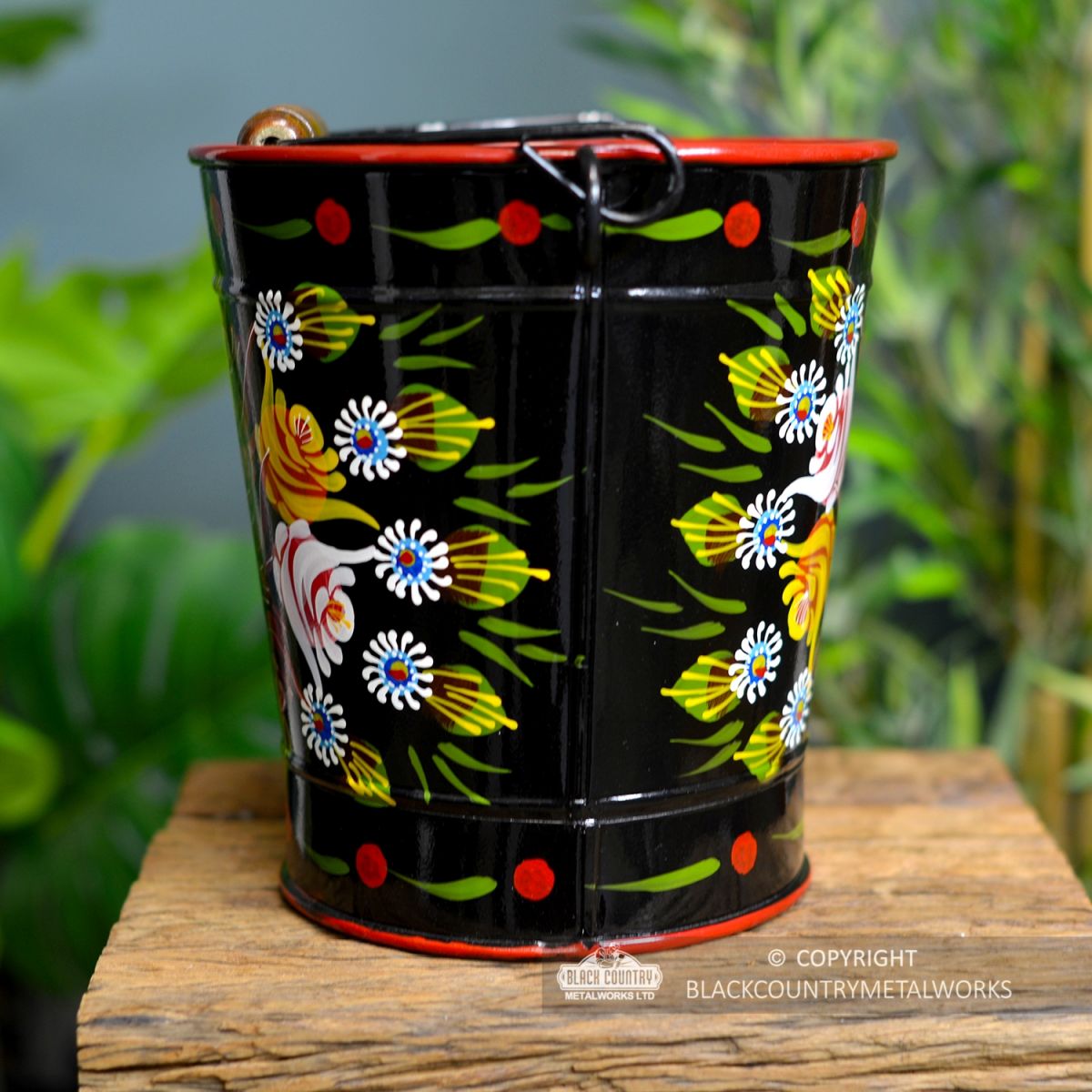Side View of the Large Narrowboat Hand Painted Bucket