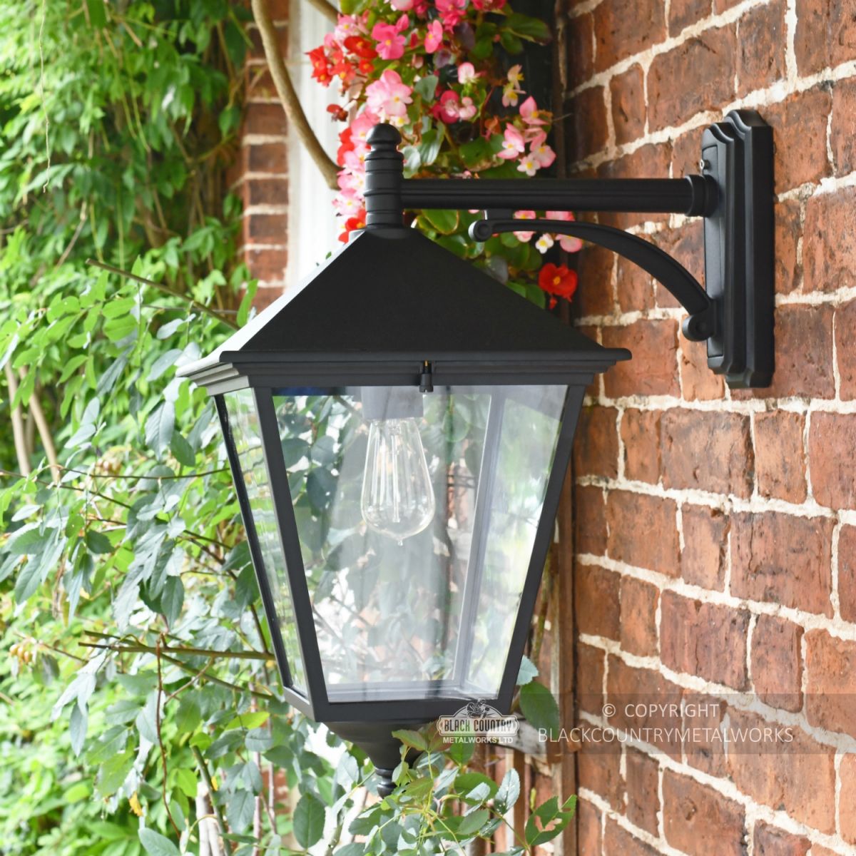 "Brooksby" Large Black Simplistic Suspended Victorian Wall Lantern