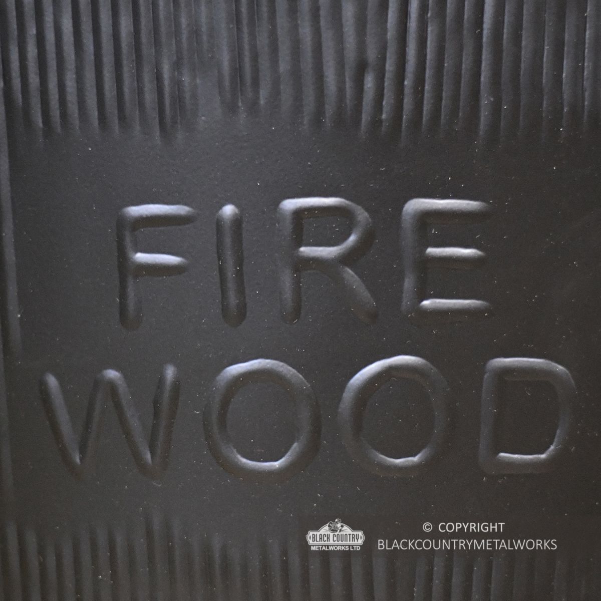 "Fire Wood" Embossed on the side of the Log Baskets