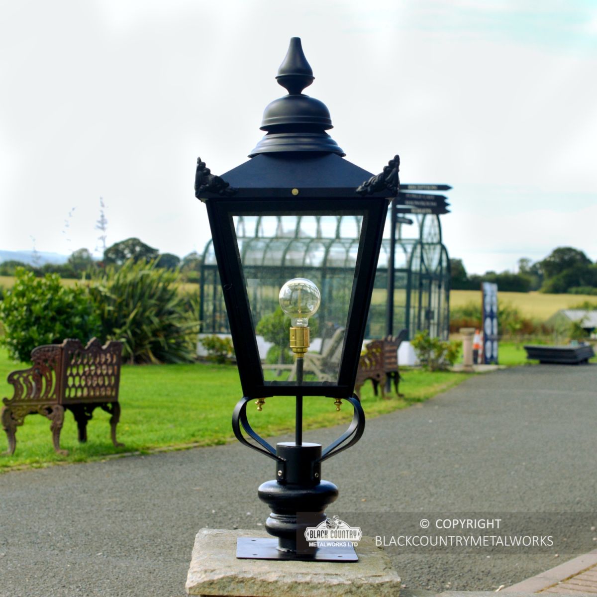 Victorian Pillar Lantern Set in Situ on a Brick Pillar