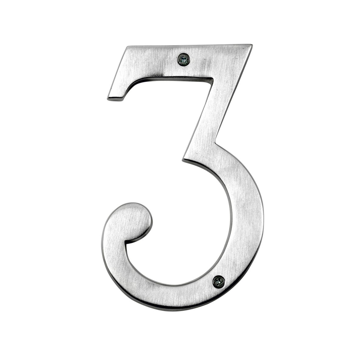 Large Satin Chrome House Number 3