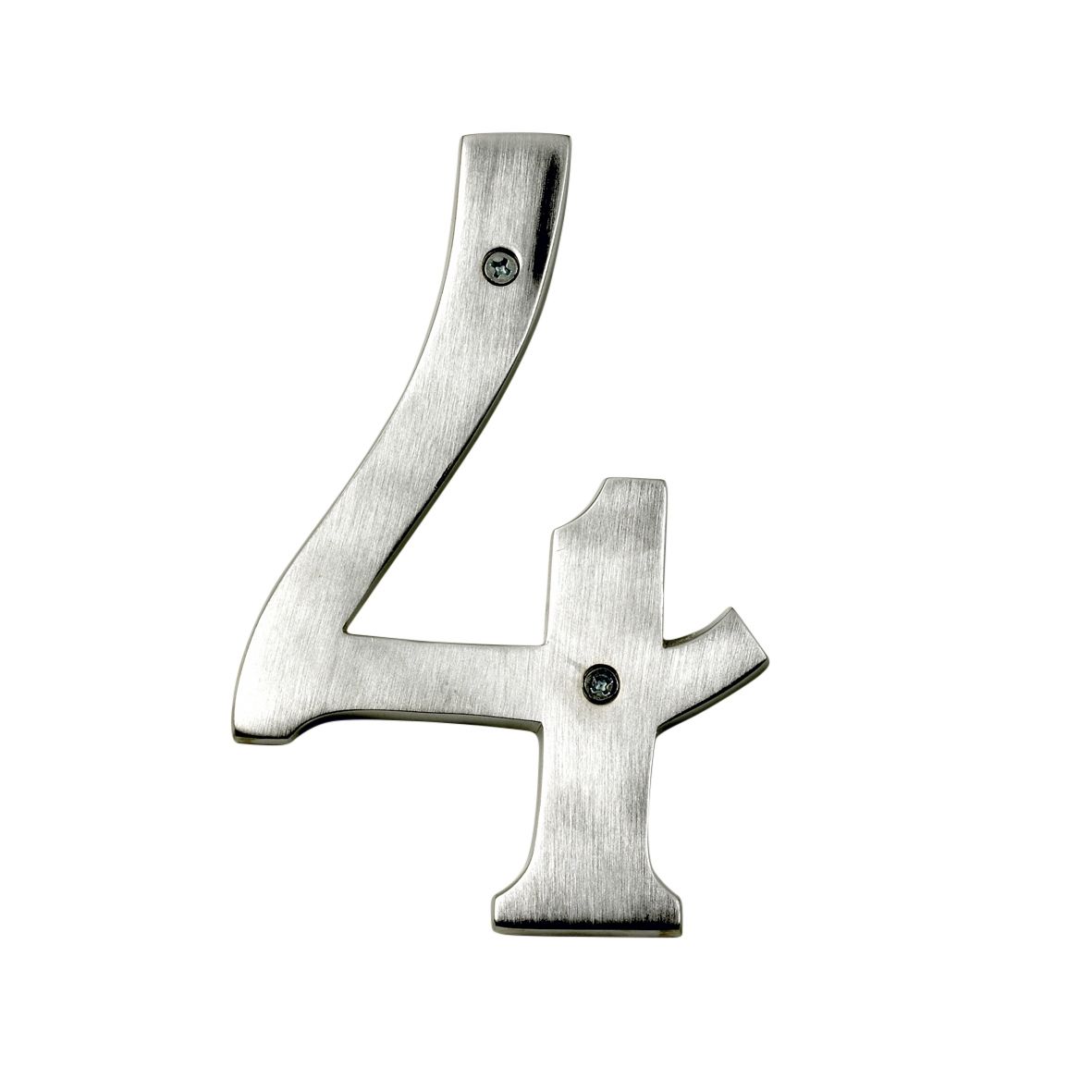 Large Satin Chrome House Number 4