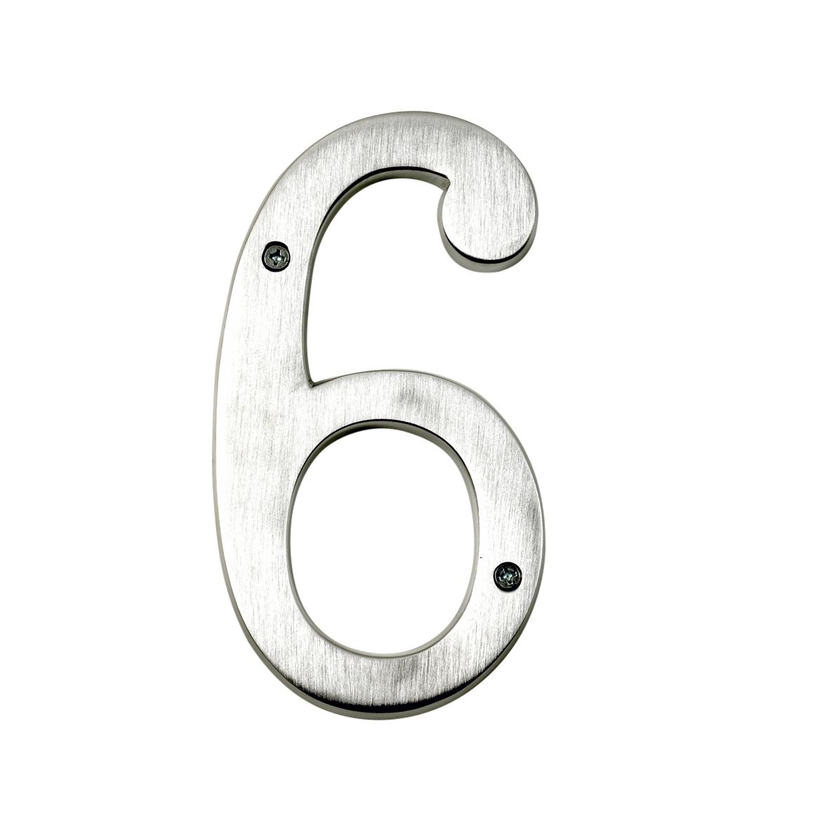Large Satin Chrome House Number 6