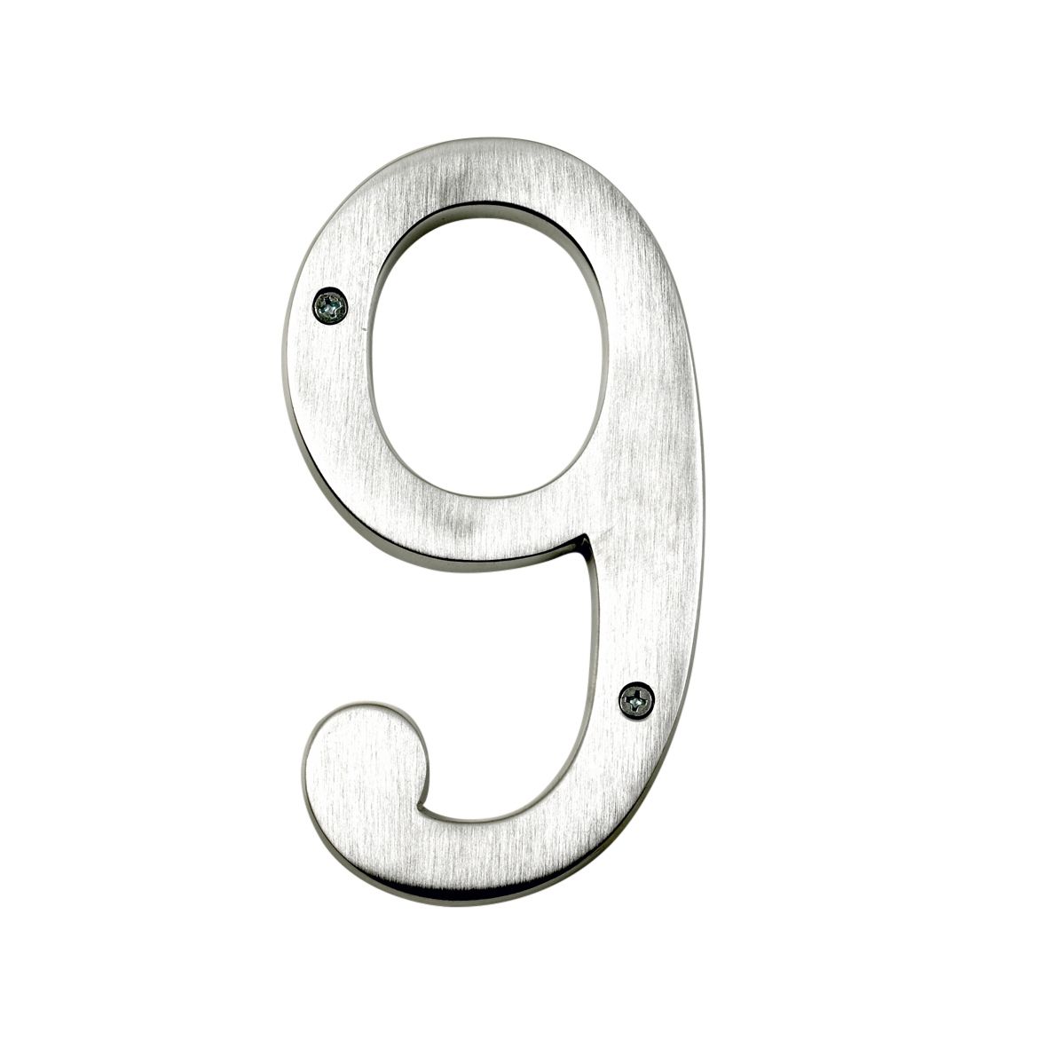 Large Satin Chrome House Number 9