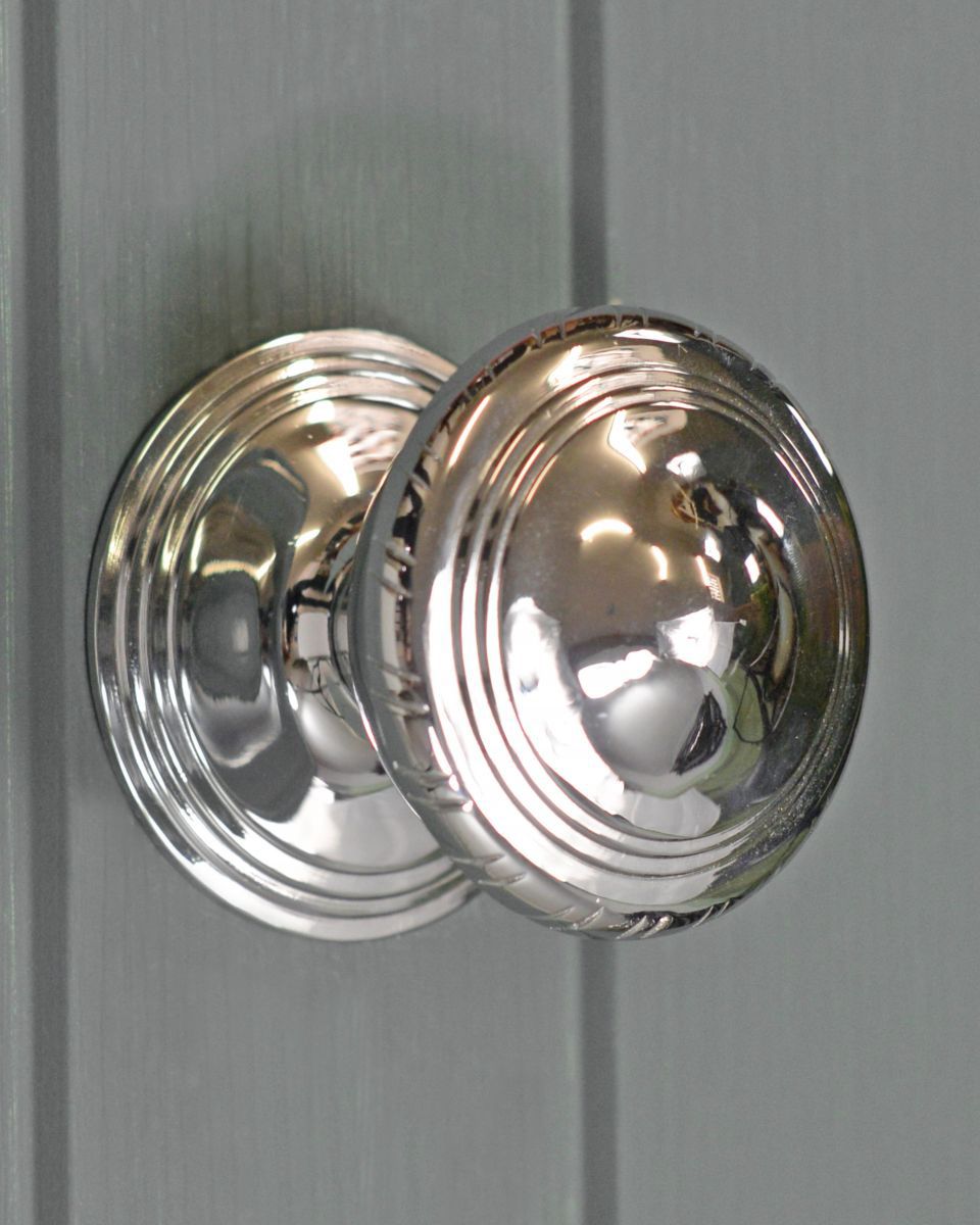 Large Circular Bright Chrome Centre Door Knob