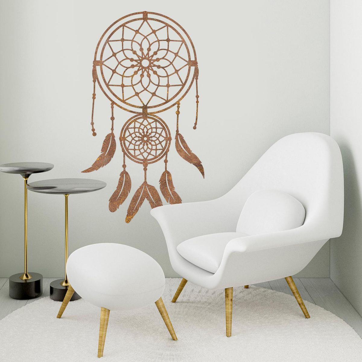 Dream Catcher Steel Wall Art in a Modern Sitting Room