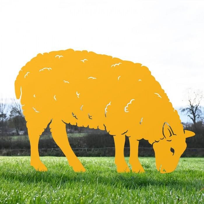 Ewe Sheep Feeding Silhouette in Yellow