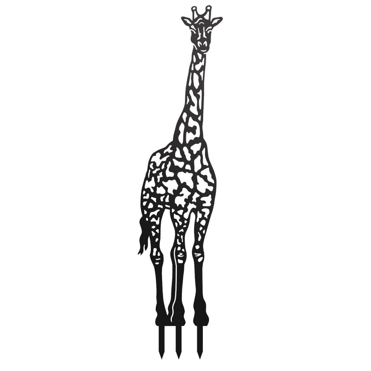 Black Giraffe Silhouette on White Background