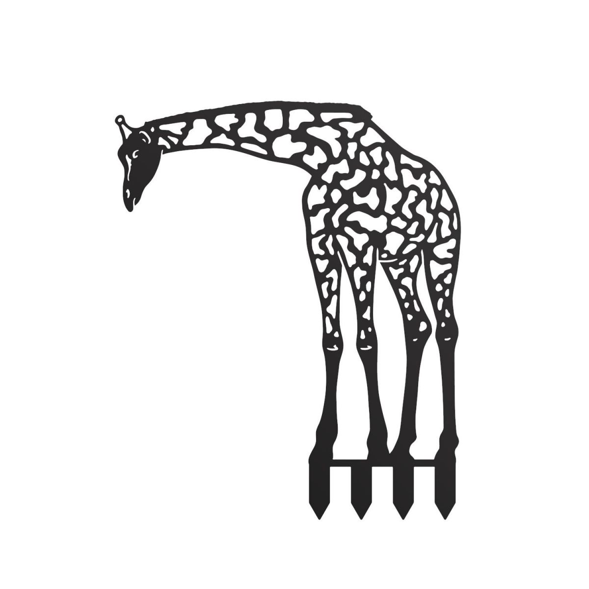 Black Drinking Giraffe Silhouette on White Background