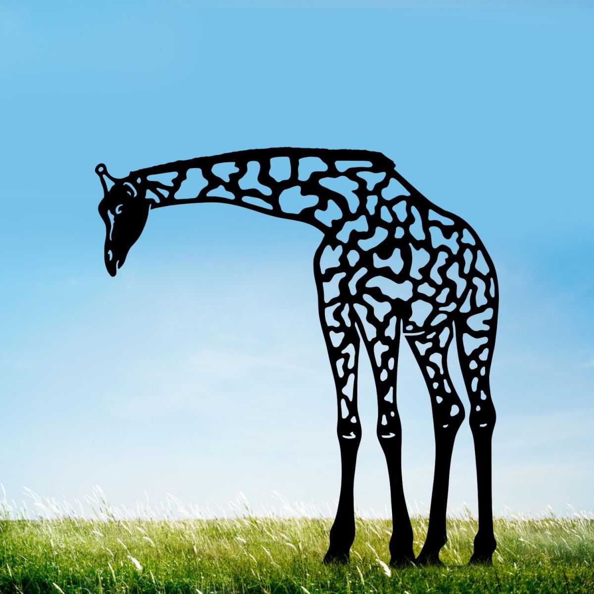 Black Drinking Giraffe Silhouette