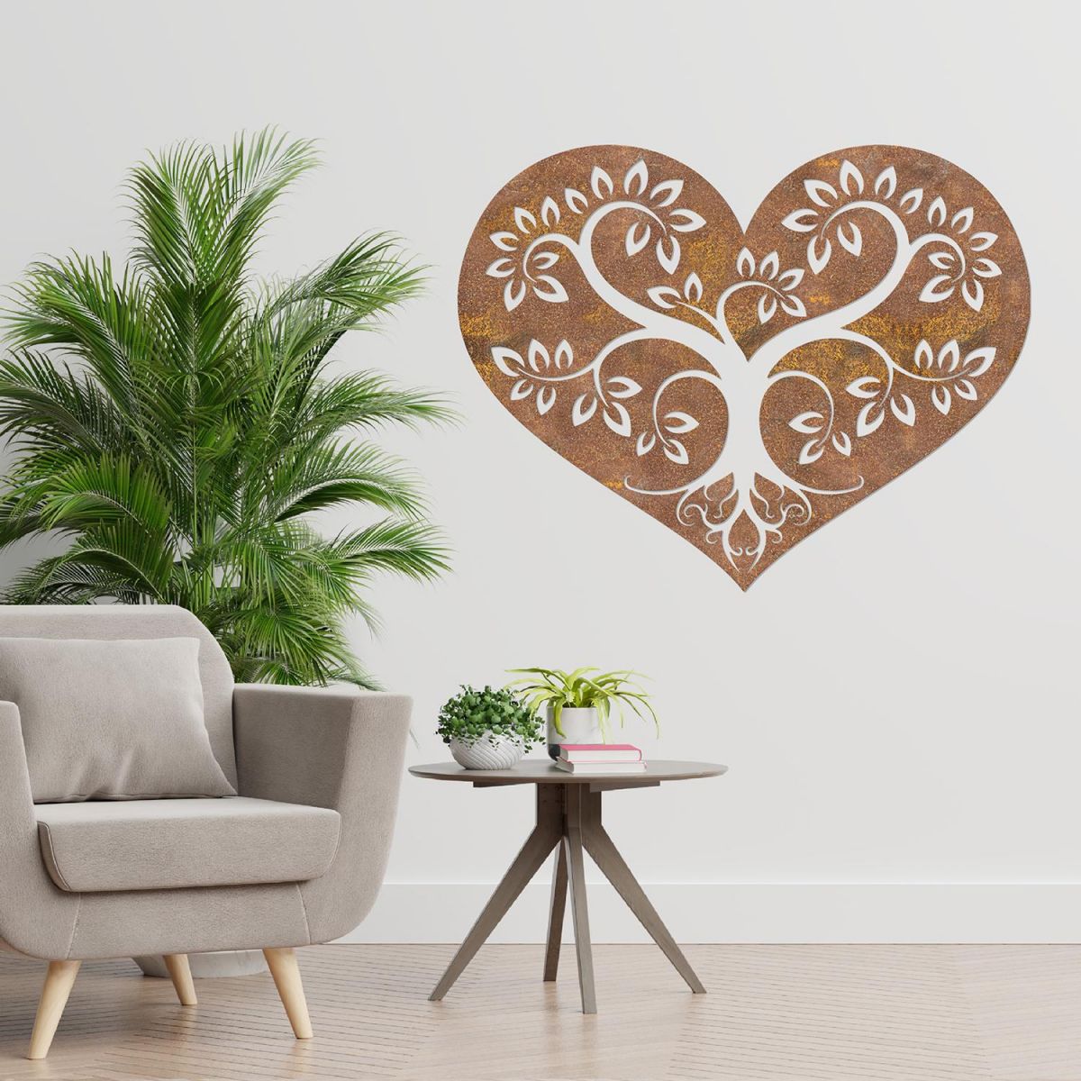 Rustic Tree Heart Wall Art in a Modern Home