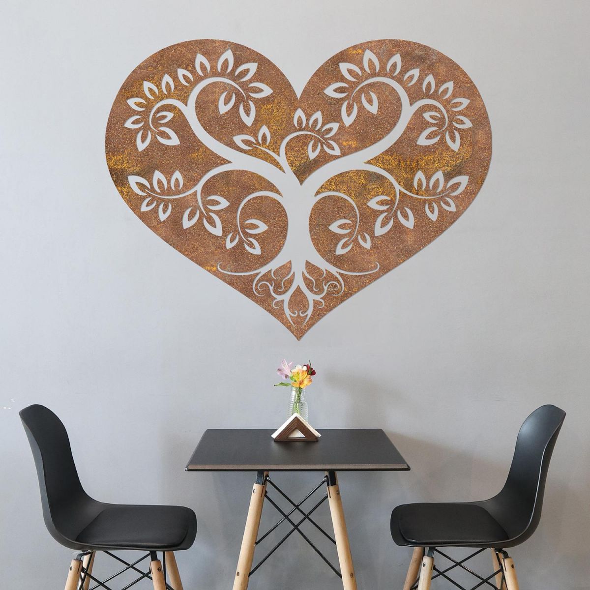 Rustic Tree Heart Wall Art in the Dining Room
