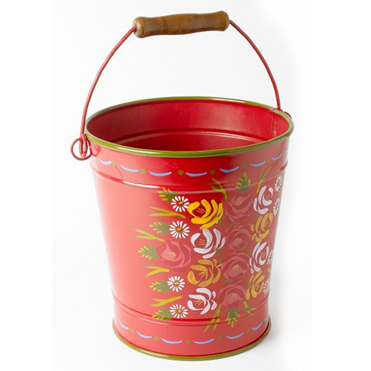 23cm Large Narrowboat Hand Painted Bucket Finished in Red 