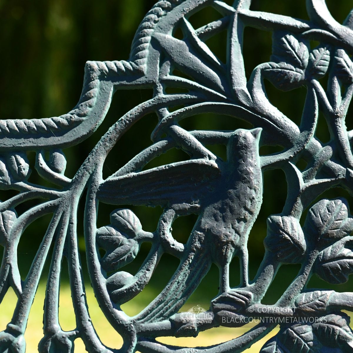 Large Rustic "Artemis" Ornate Bench Close Up