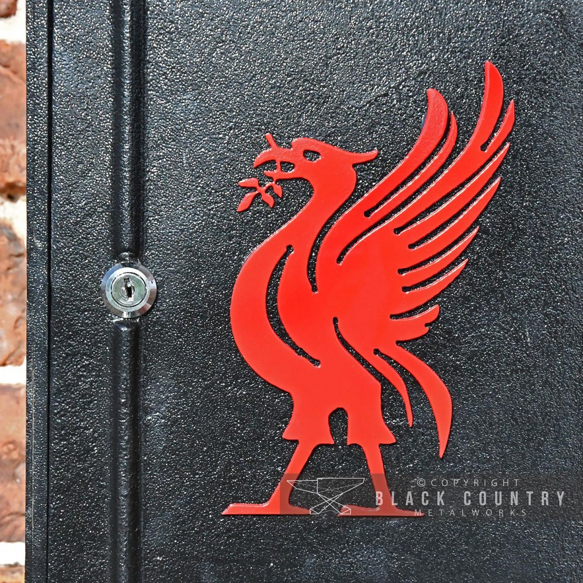 Close-up of the Red "Liver Bird" on the Front of the Post Box