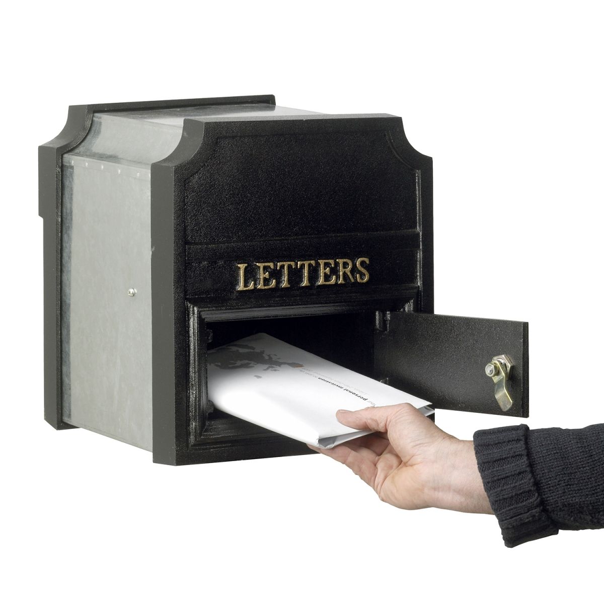 Finchley Rear Opening Telescopic Post Box finished in black