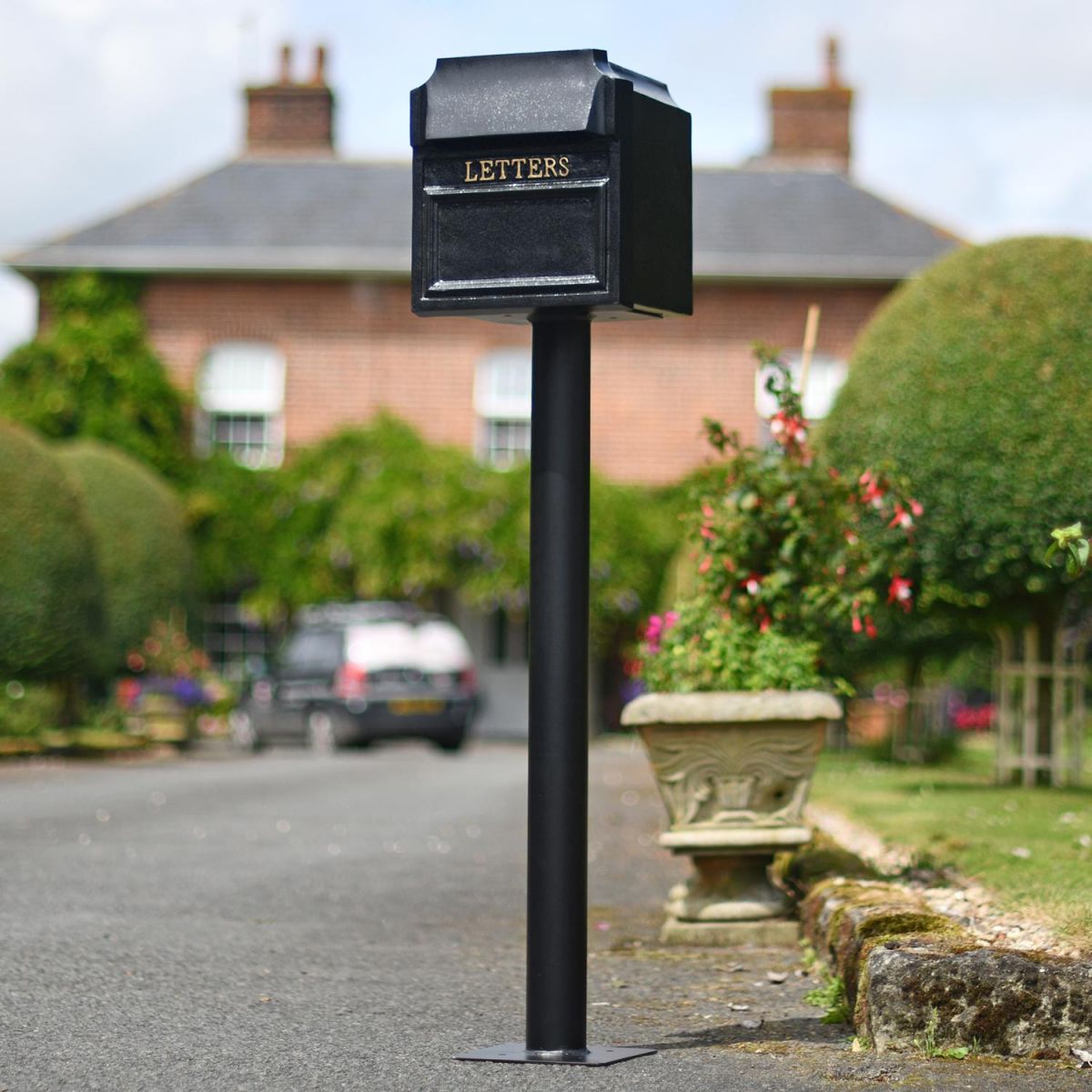 “Royal Farringdon” Black Post Box On Stand