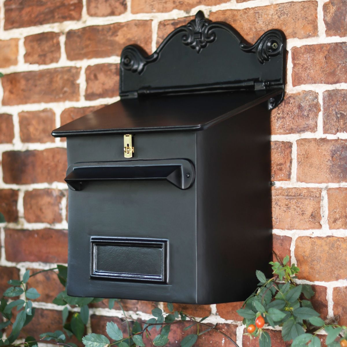 Black Goldhay Post & Parcel Box mounted on wall