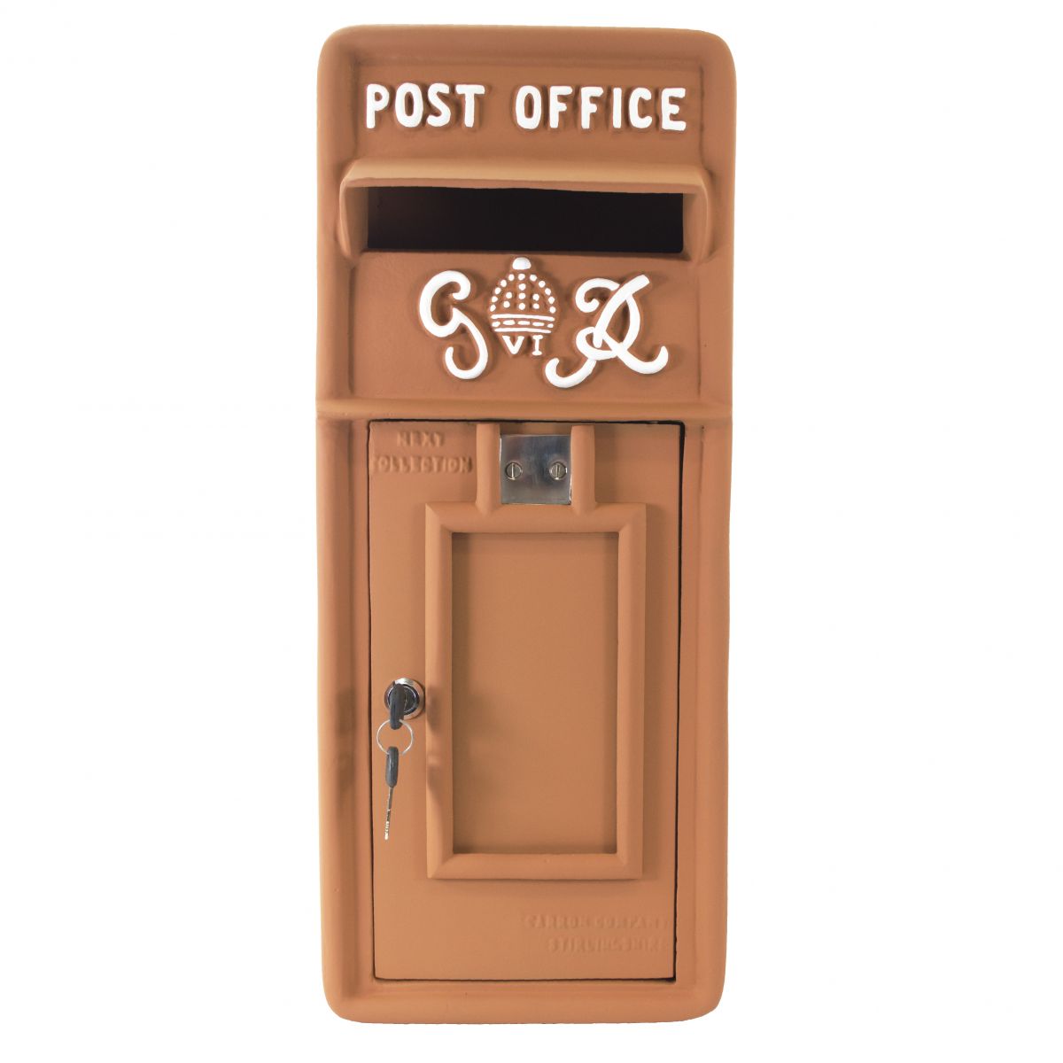 King George Rex Post Box Front - Rustic