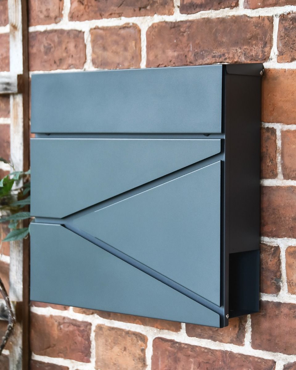 "Leading Edge" Black Wall Mounted Post Box & Newspaper Holder in Situ