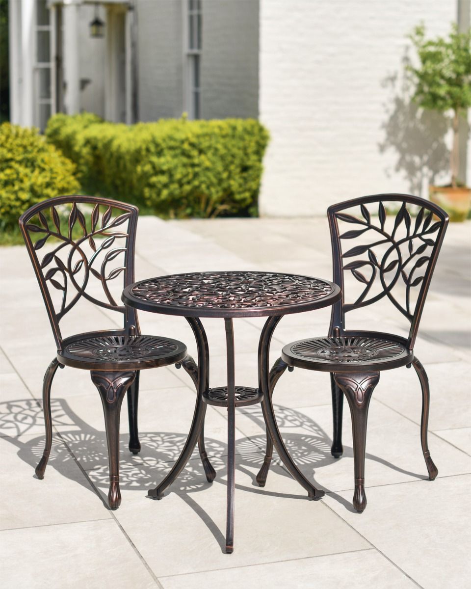 Leaf Design Copper Bistro Set 