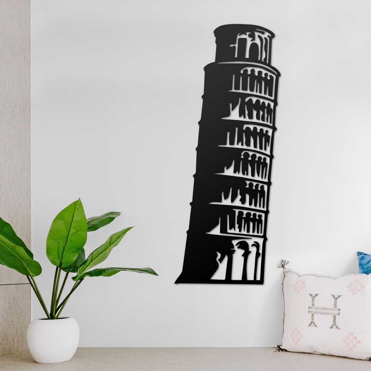 Leaning Tower of Pisa Steel Wall Art in a Modern Home