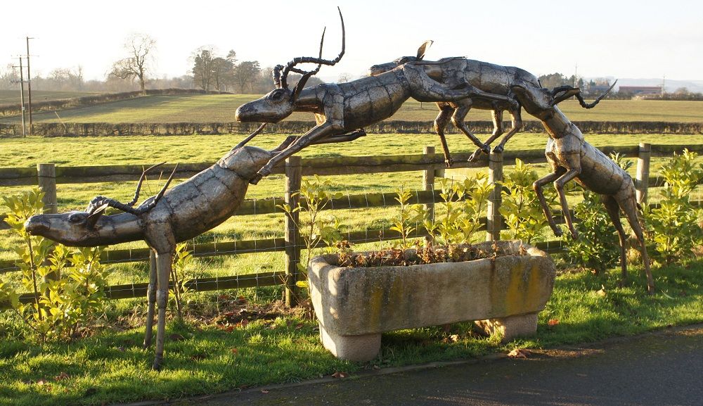 “Leaping Impala” African Antelope Garden Sculpture