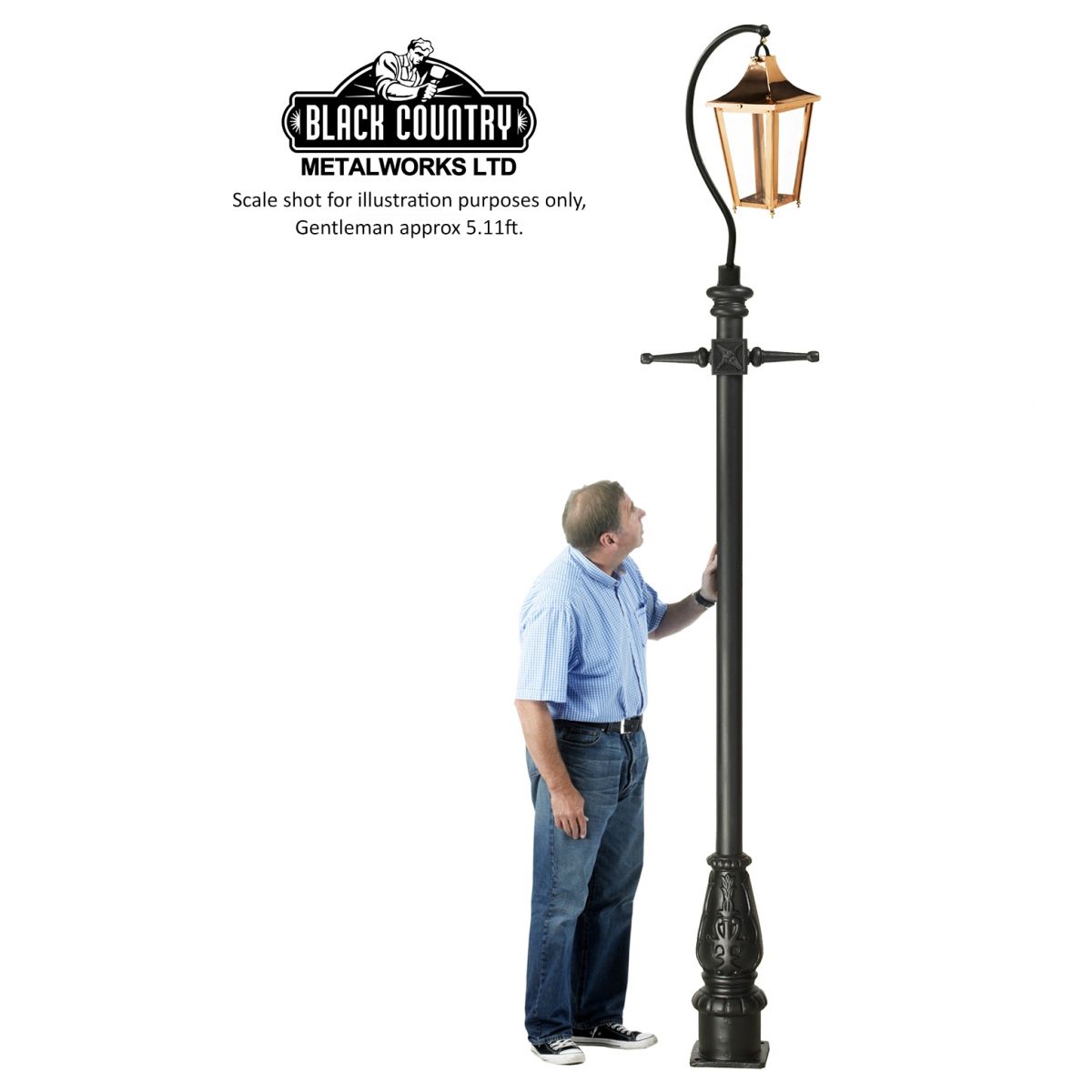 Copper Lincoln Swan Neck & Lamp Post 3.4m