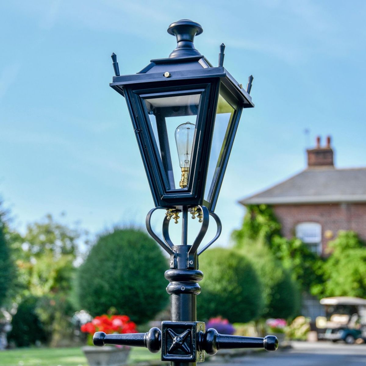 Close up of Black Dorchester Lantern 