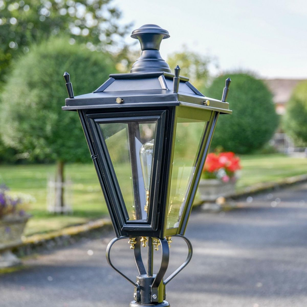 Close up of Black Dorchester Lantern 