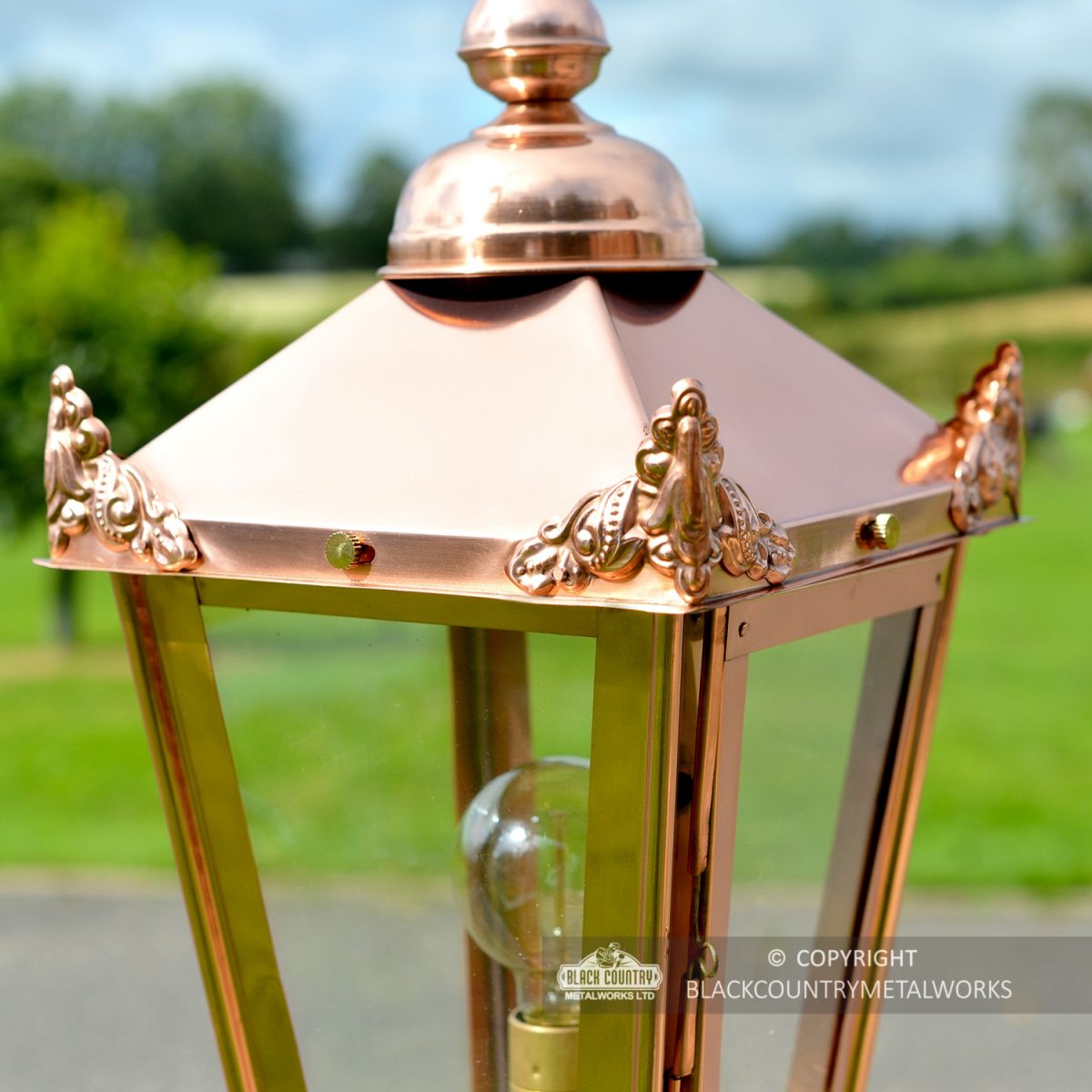 Close-up of the Ornate Lantern Lid