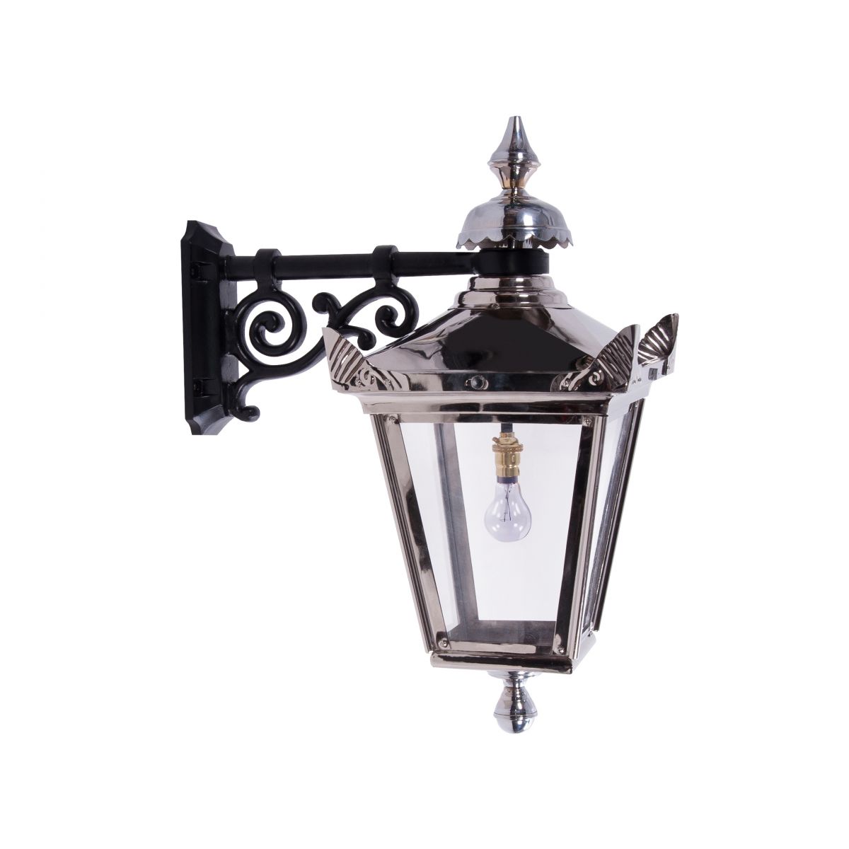 Top fix wall mounted Bright chrome Victorian wall lantern