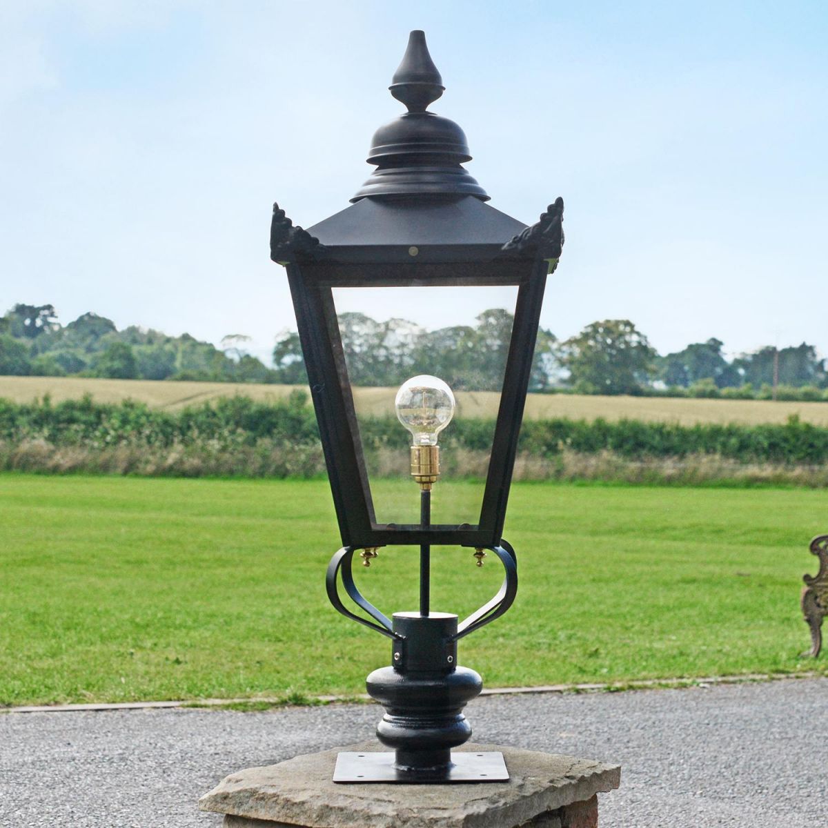 Victorian Pillar Lantern Set in Situ on a Driveway