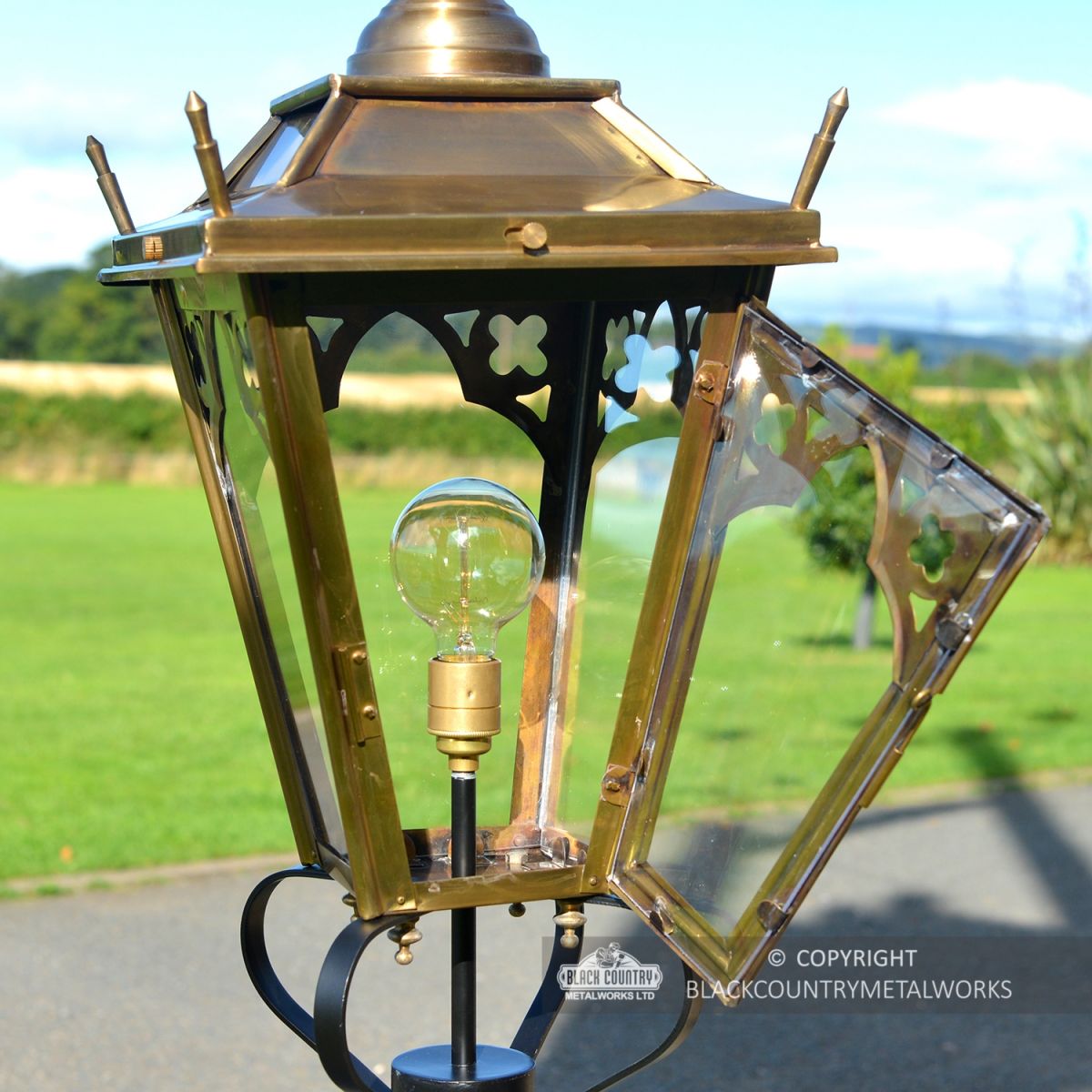 Front Opening Door on the Brass Gothic Lantern