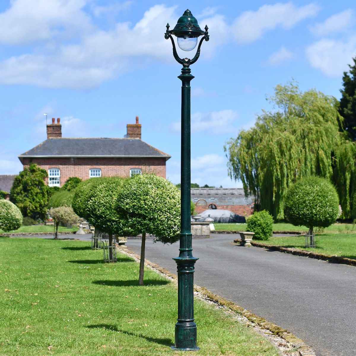Antique Green Opulent Cast Iron Lamp Post