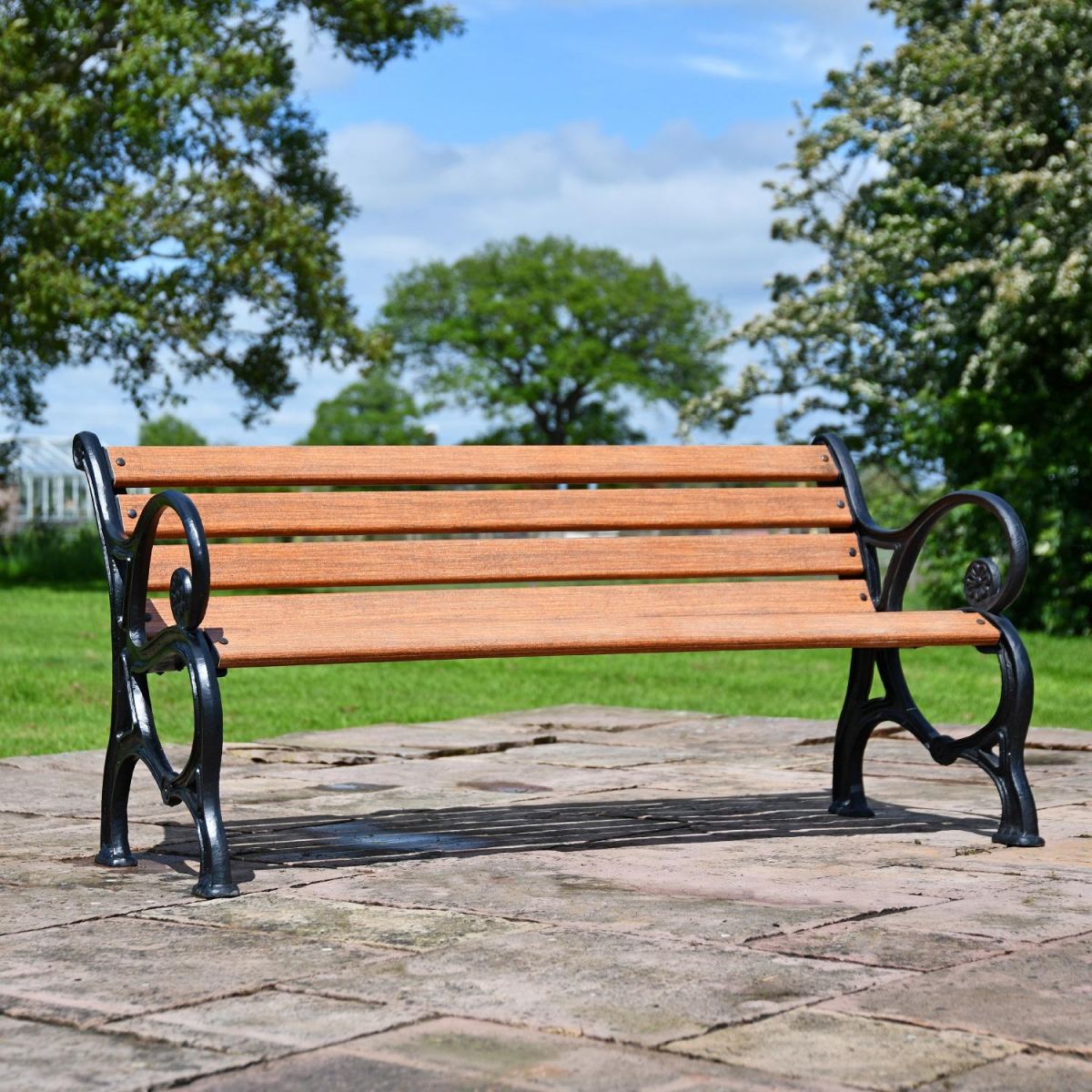 Ornate Design Brown Park Bench