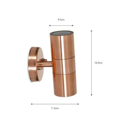 Natural Copper Wall Mounted Up & Down Light Measurements