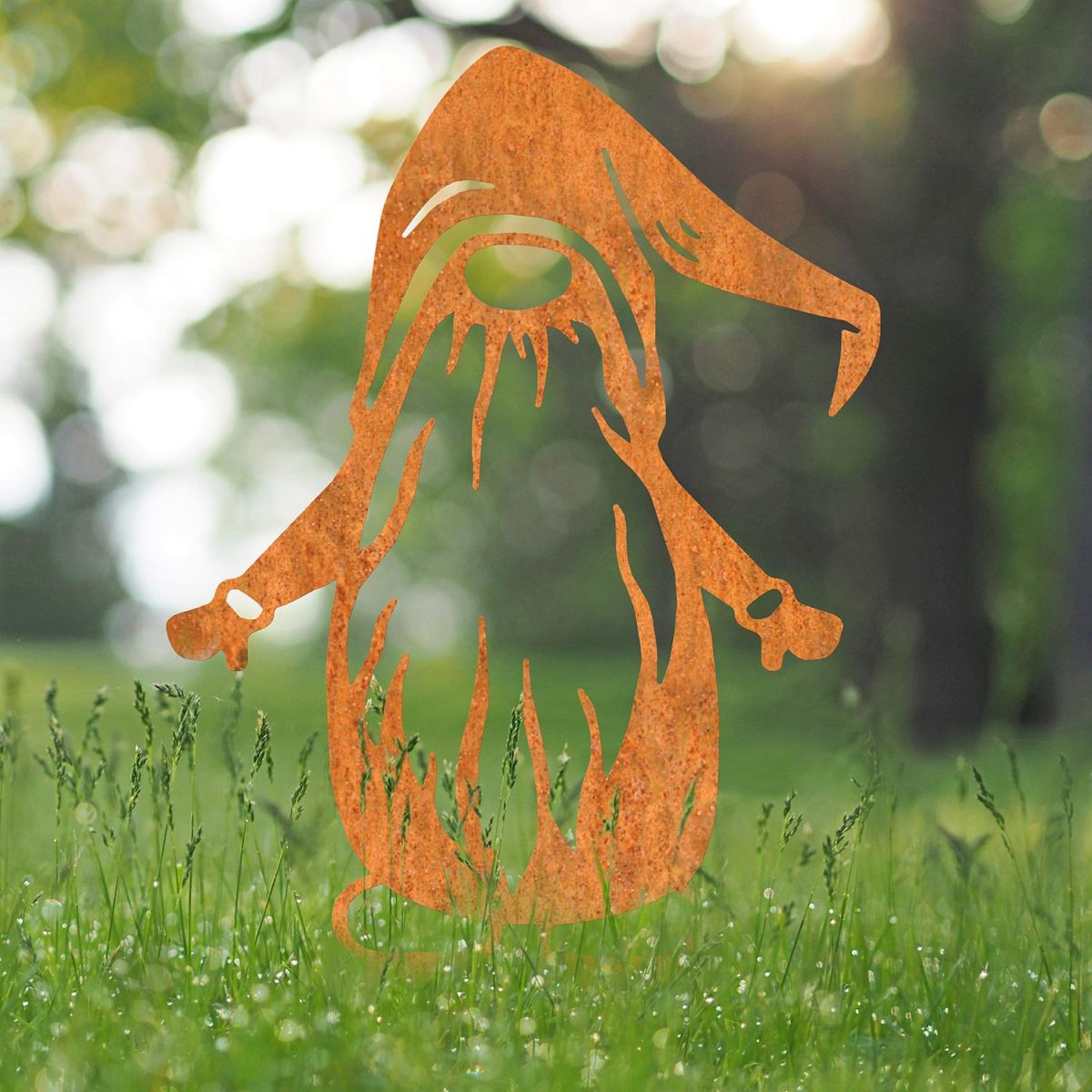 Long Bearded Gonk Gnome Silhouette in Situ in the Garden