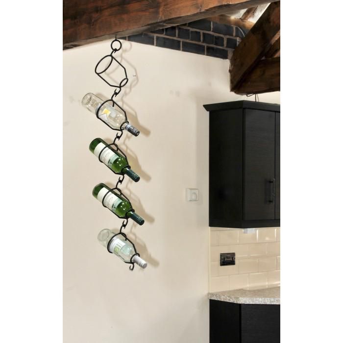 "Lotta" Bottle Hanging Ceiling Wine Rack in Situ on a Wall
