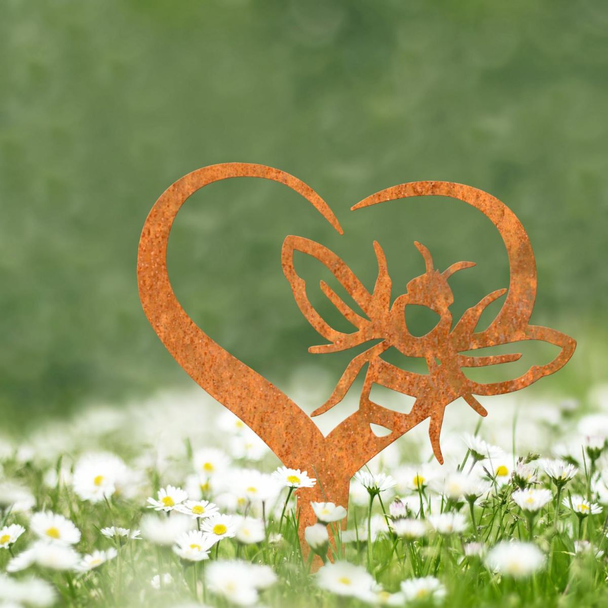 "Loving Nature" Bee Grave Marker Ground Spike in Rustic Finish