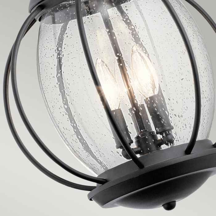 Lumley Modern Triple Bulb Orb Hanging Chain Lantern Close Up Detail