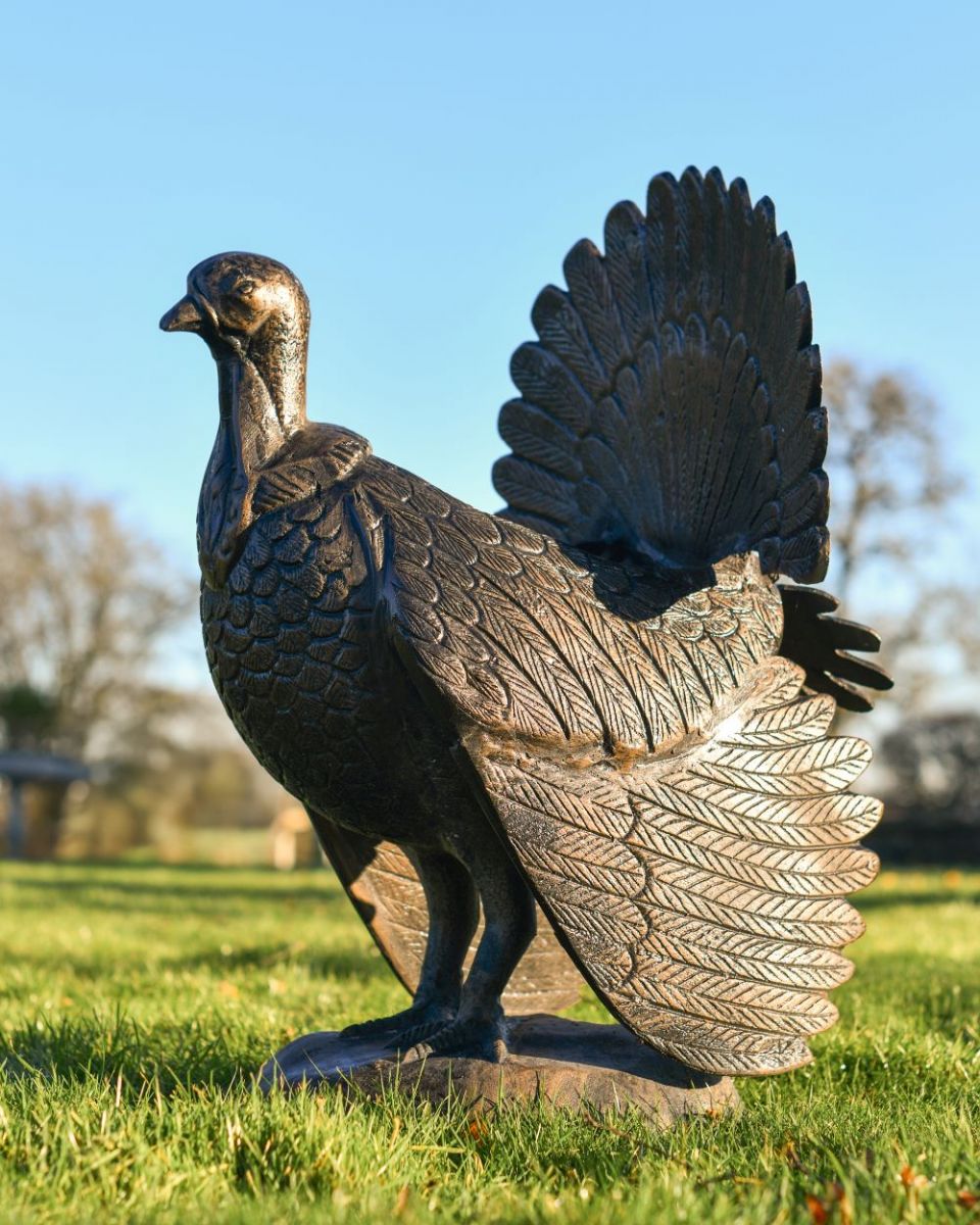 Bronze "Lurkey" Turkey Flower Planter Side view