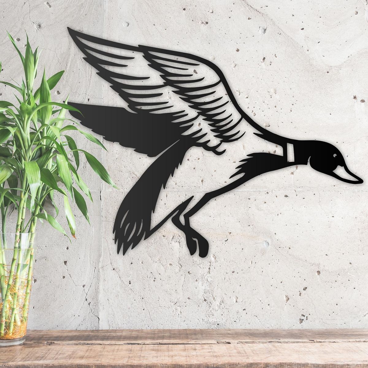 "Mallard" Duck Wall Art in Situ on a Rustic White Wall