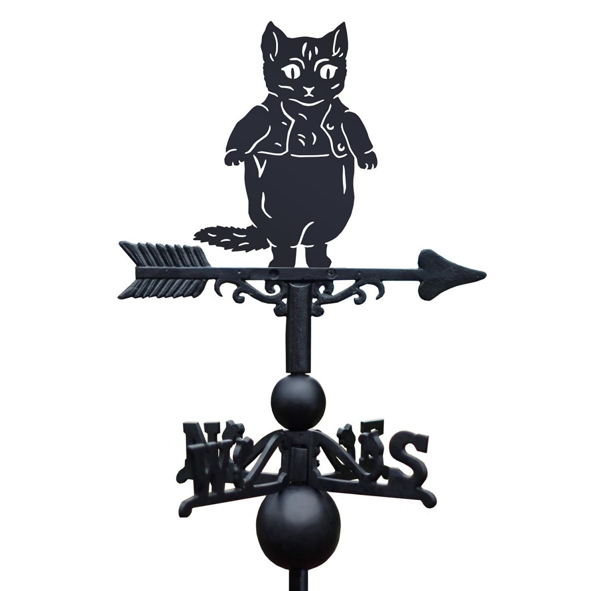 Black Master Tom Kitten Weathervane on white background 