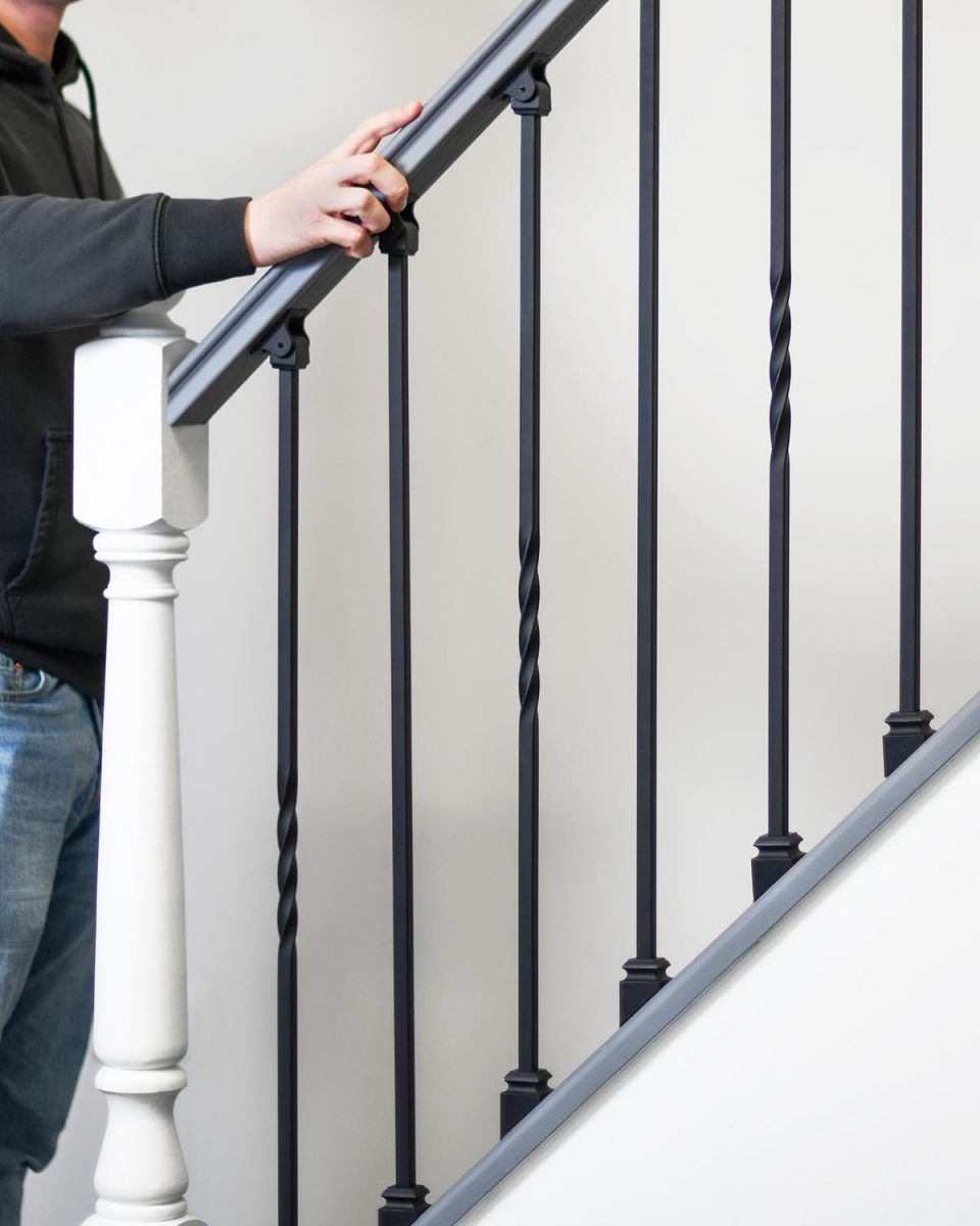 Set of 2 Matte Black "Enfield" Stair Spindles to Scale