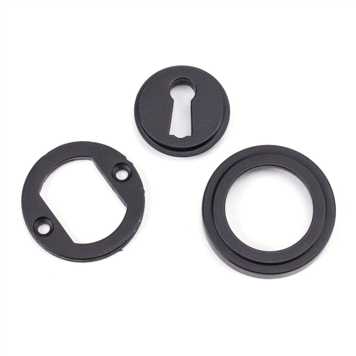 Matte Black Art Deco Circular Escutcheon Parts