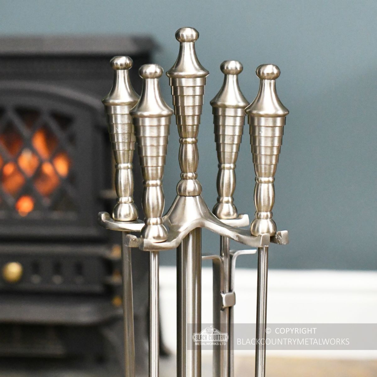 Matte Pewter Companion Set With Urn Handles